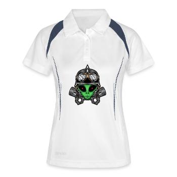 Alien vert - Polo respirant Femme - blanc/marine - Devant