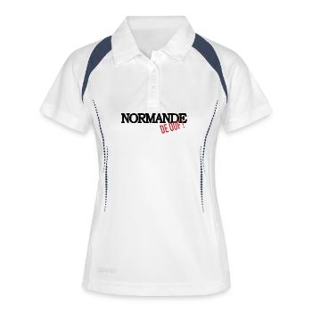 Normande de ouf (noir) - Polo respirant Femme - blanc/marine - Devant