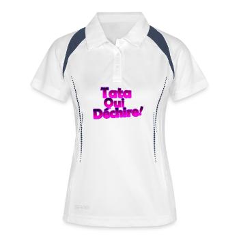 Tata Qui Déchire! Néon Rose 3D - Polo respirant Femme - blanc/marine - Devant