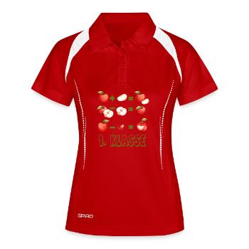 Einschulung Mathe Ass - 1. Klasse & Schulbeginn - Frauen Polo atmungsaktiv - Weiß/Navy - Vorne