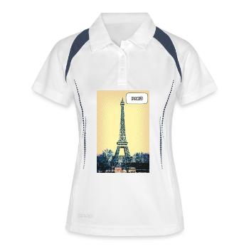 Eiffel Pop Art Paris - Frauen Polo atmungsaktiv - Weiß/Navy - Vorne