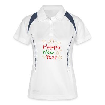Nouvel An en Or Vert - Polo respirant Femme - blanc/marine - Devant