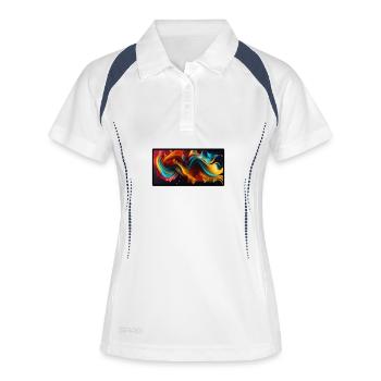 Tourbillons de couleur sur le bleu foncé - Polo respirant Femme - blanc/marine - Devant