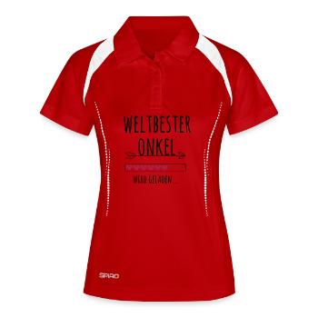werdender Onkel Schwangerschaft Geschenk - Frauen Polo atmungsaktiv - Weiß/Navy - Vorne
