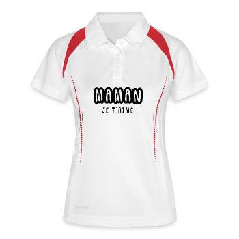 Maman je t'aime - Polo respirant Femme - blanc/marine - Devant