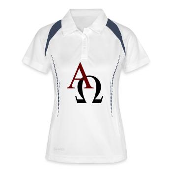 Alpha und Omega - Frauen Polo atmungsaktiv - Weiß/Navy - Vorne