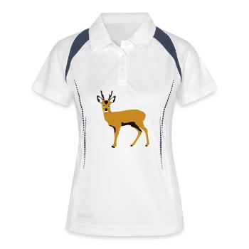 Cerf stylisé orange - Polo respirant Femme - blanc/marine - Devant