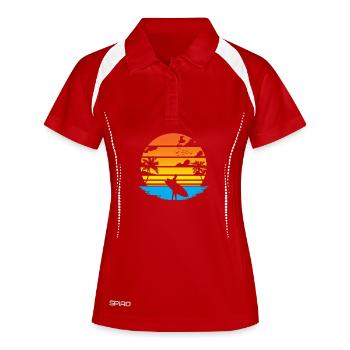 Surfer Sunset and Palm Trees - Women's Polo breathable - white/navy - Front