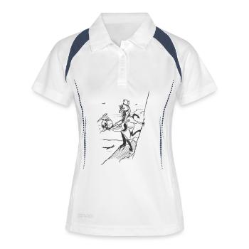 Ascension sur falaise — silhouette graphique - Polo respirant Femme - blanc/marine - Devant