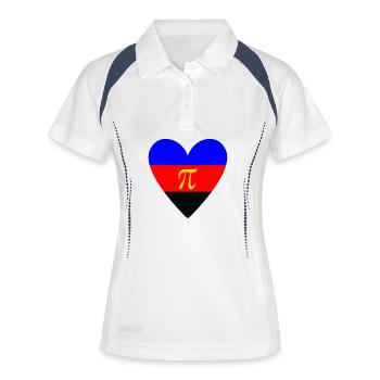 Polyamorie Pride Herzdesign - Frauen Polo atmungsaktiv - Weiß/Navy - Vorne