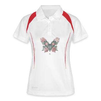 Bouquet | Knospen | Schmetterling - Frauen Polo atmungsaktiv - Weiß/Navy - Vorne