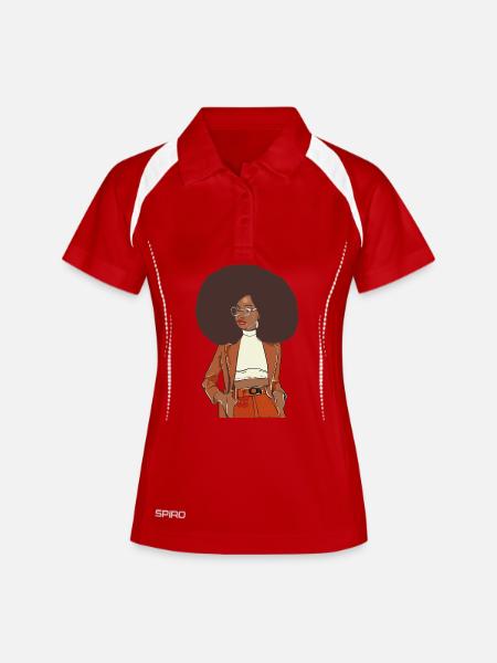 Afro chic with orange blazer - Women's Polo breathable - white/navy