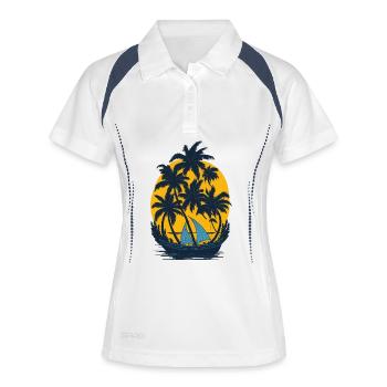 Sunset on the palm boat - Women's Polo breathable - white/navy - Front