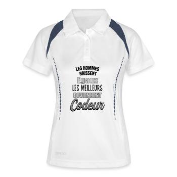 Hommes égaux, les meilleurs deviennent Codeur - Polo respirant Femme - blanc/marine - Devant
