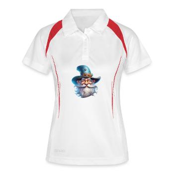 Lustiger Magier Mit Bart Fantasy RPG Shirt - Frauen Polo atmungsaktiv - Weiß/Navy - Vorne