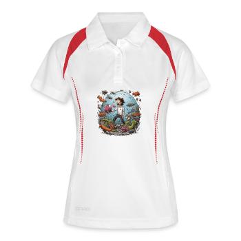 Drôle de t-shirt humain confus de planète extraterrestre - Polo respirant Femme - blanc/marine - Devant