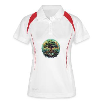 Lebensbaum Mit Starken Wurzeln Shirt - Frauen Polo atmungsaktiv - Weiß/Navy - Vorne