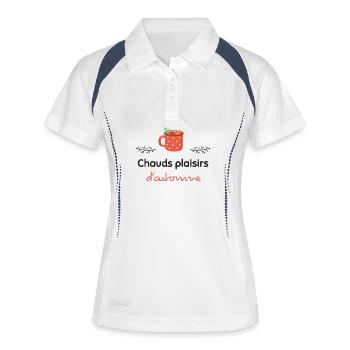 Chauds plaisirs d'automne ! | Cadeau - Polo respirant Femme - blanc/marine - Devant
