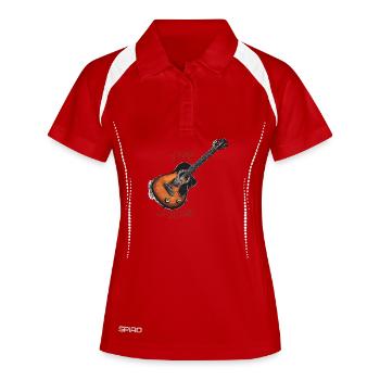 Ich liebe die Gitarre - Frauen Polo atmungsaktiv - Weiß/Navy - Vorne
