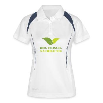 Bio Frisch Nachhaltig Biobauer Landwirt Geschenk - Frauen Polo atmungsaktiv - Weiß/Navy - Vorne