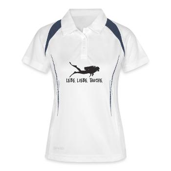 Lebe Liebe Tauche Taucher Tauchen Geschenk - Frauen Polo atmungsaktiv - Weiß/Navy - Vorne