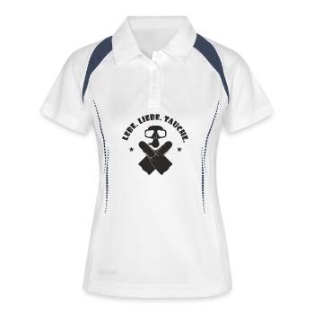 Apnoetaucher Apnoe Freediving Lebe Liebe Tauche - Frauen Polo atmungsaktiv - Weiß/Navy - Vorne