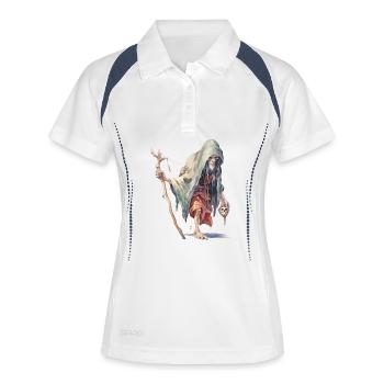 Gruseliger Waldmagier – Dark Fantasy Zauberer - Frauen Polo atmungsaktiv - Weiß/Navy - Vorne
