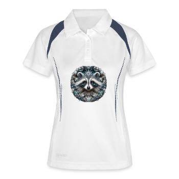 Frostbär Fraktal Muster - Frauen Polo atmungsaktiv - Weiß/Navy - Vorne