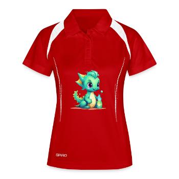 Bébé Dragon Vert avec Chemise Magic Bottle - Polo respirant Femme - blanc/marine - Devant