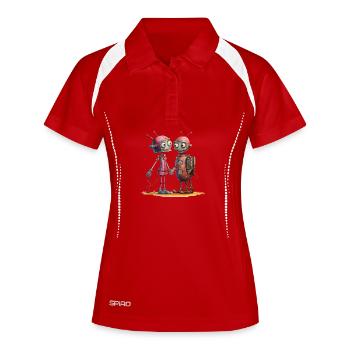 Dans Love Robots Made Of Parts Love Shirt - Polo respirant Femme - blanc/marine - Devant