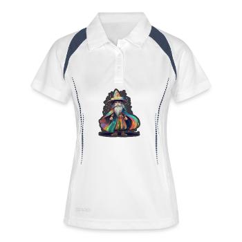 Farbenfroher Kleiner Magier Zaubern Fantasy Shirt - Frauen Polo atmungsaktiv - Weiß/Navy - Vorne