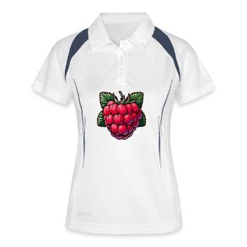Himbeere - Frauen Polo atmungsaktiv - Weiß/Navy - Vorne