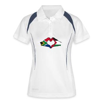 Afrique du Sud Palestine drapeau mains en forme de coeur - Polo respirant Femme - blanc/marine - Devant