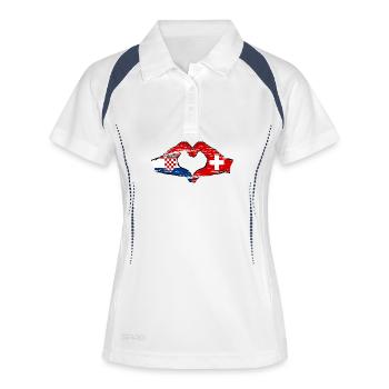 Croatie Suisse Drapeau Mains Coeur Forme Utilisé - Polo respirant Femme - blanc/marine - Devant