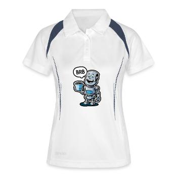 Funny robot with coffee and set BRB - Women's Polo breathable - white/navy - Front