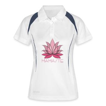 Rosa Lotuspracht Print - Frauen Polo atmungsaktiv - Weiß/Navy - Vorne