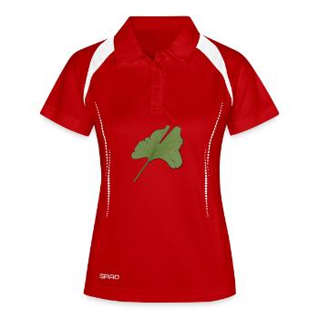 Stylized green ginkgo leaf - Women's Polo breathable - white/navy - Front