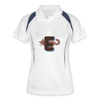 Katze Buchstabe E - Frauen Polo atmungsaktiv - Weiß/Navy - Vorne
