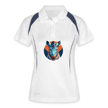 Zèbre chromatique dans un cercle géométrique - Polo respirant Femme - blanc/marine - Devant