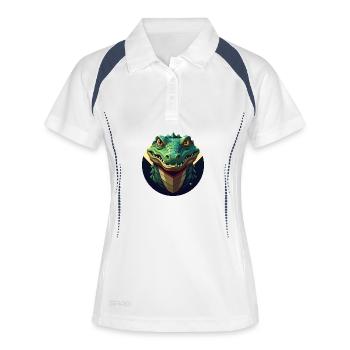 Crocodrago géométrique circulaire - Polo respirant Femme - blanc/marine - Devant