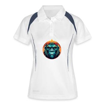 Gorille néon tribal - Polo respirant Femme - blanc/marine - Devant