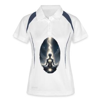 Méditation des chakras lumineux Flux énergétique - Polo respirant Femme - blanc/marine - Devant