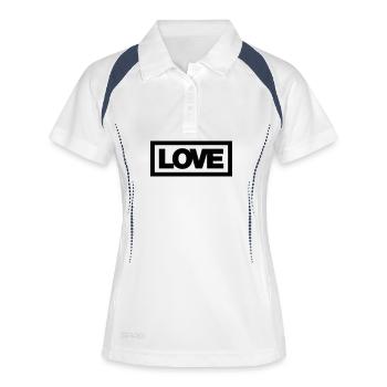 Typo LOVE Kontur 1C - Frauen Polo atmungsaktiv - Weiß/Navy - Vorne