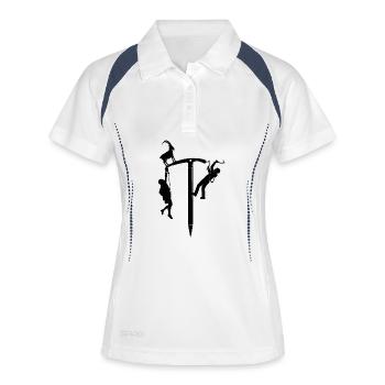 Silhouette du grimpeur sur corde - Polo respirant Femme - blanc/marine - Devant