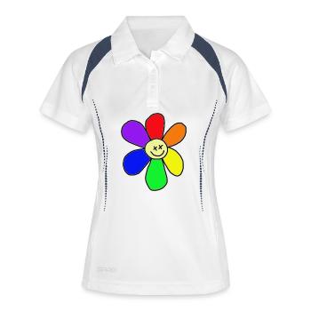 Fleur arc-en-ciel - Polo respirant Femme - blanc/marine - Devant