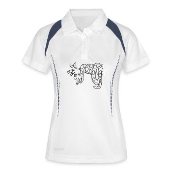 Ausmalbild Schlange Kawaii Handillustriert - Frauen Polo atmungsaktiv - Weiß/Navy - Vorne