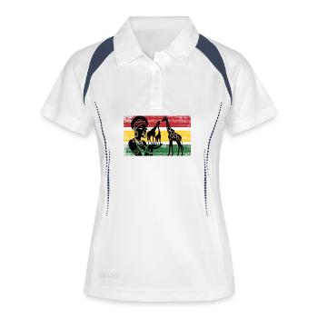 African giraffes in the panorama - Women's Polo breathable - white/navy - Front