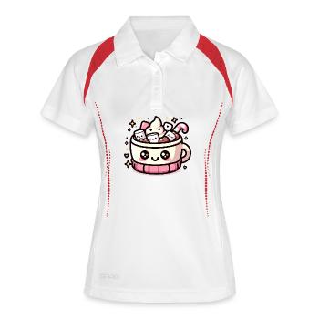 Noël hivernal au cacao mignon - Polo respirant Femme - blanc/marine - Devant