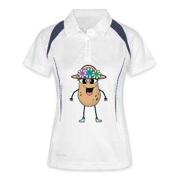 Kartoffel Mädchen Gemüse Kartoffeln - Frauen Polo atmungsaktiv - Weiß/Navy - Vorne