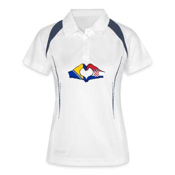 Bosnien Kroatien Flagge Hände Herzform - Frauen Polo atmungsaktiv - Weiß/Navy - Vorne